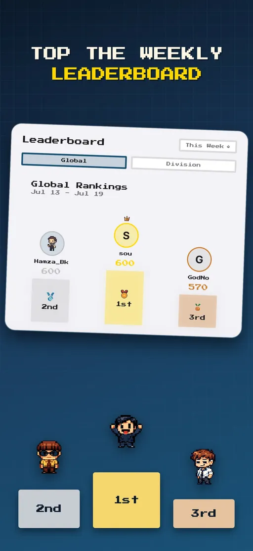 Weekly leaderboard standings