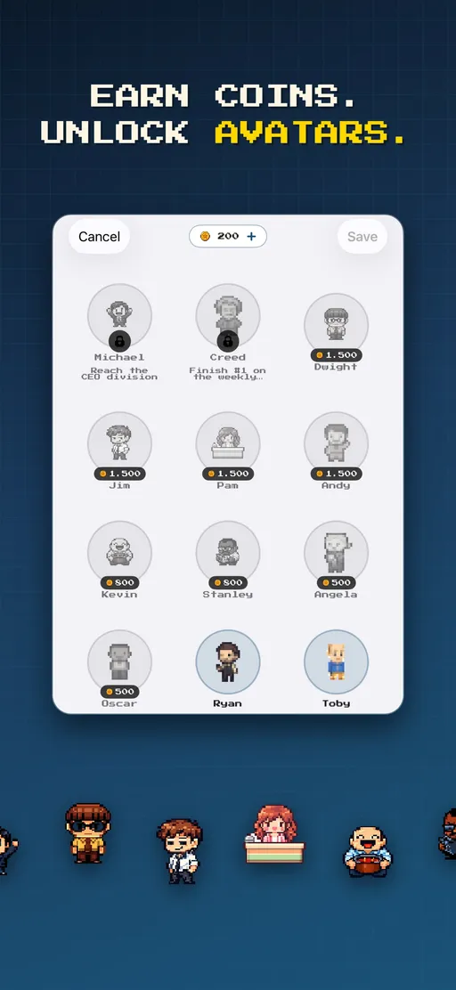 Earning coins and unlocking avatars